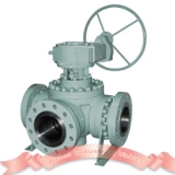 Three way trunnion ball valve